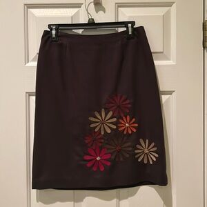 Alfani petite size 8 brown skirt with accent flowers